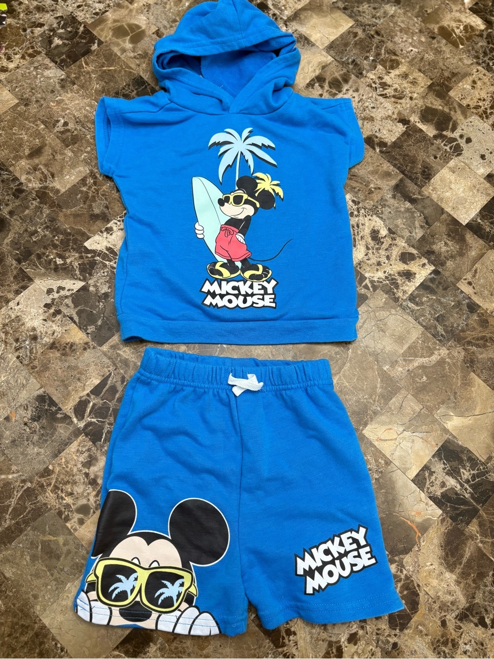 Disney Mickey Mouse Blue Hooded Kids Shirt matching set 4 years